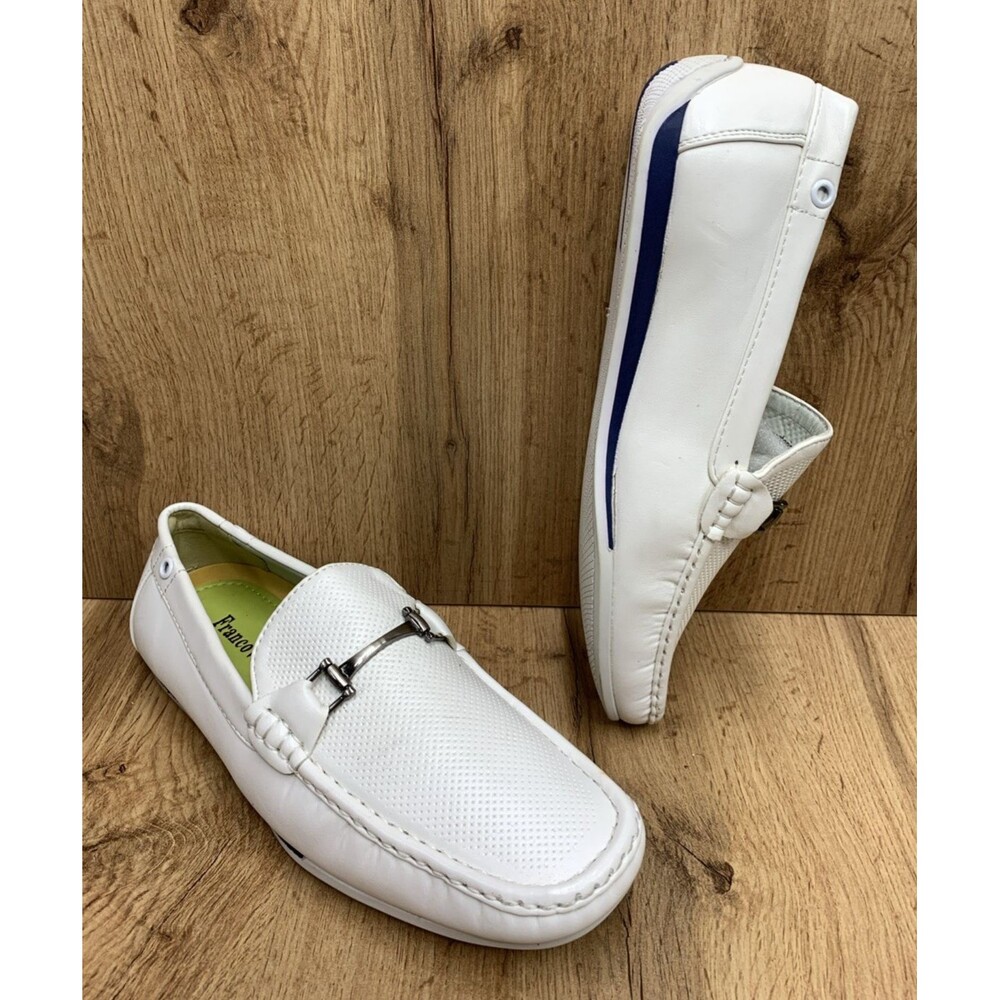 Franco Vanucci Mens Jeremy Loafers Slip On Shoes Faux Leather White Size 8.5